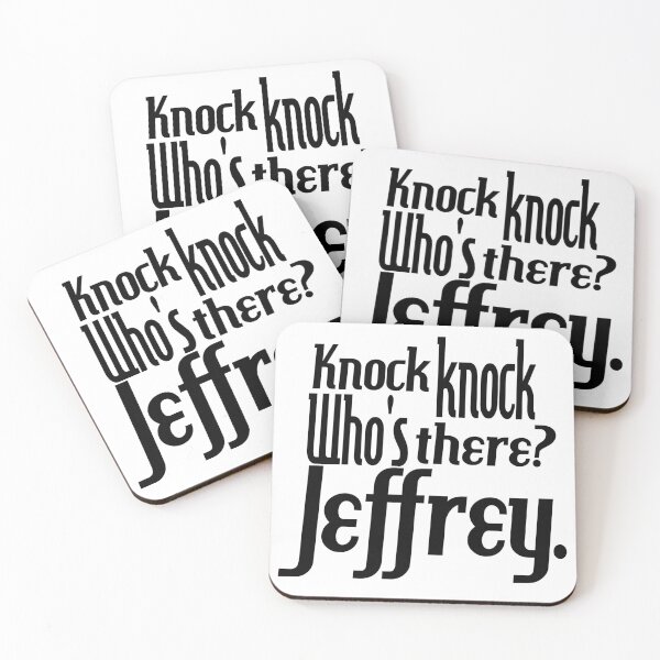 Item preview, Knock knock-who's there-Jeffrey-name-funny-for him-black-white designed and sold by DrStickerManiac.
