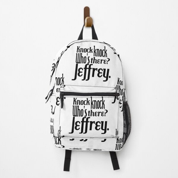 Item preview, Knock knock-who's there-Jeffrey-name-funny-for him-black-white designed and sold by DrStickerManiac.