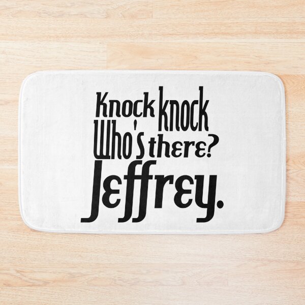 Item preview, Knock knock-who's there-Jeffrey-name-funny-for him-black-white designed and sold by DrStickerManiac.