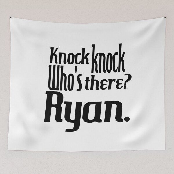 Item preview, Knock knock-who's there-Ryan-name-funny-for him-black-white designed and sold by DrStickerManiac.