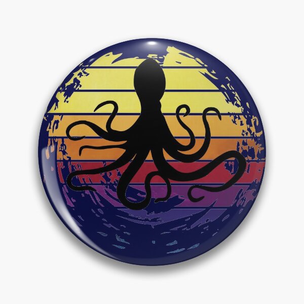 Item preview, Large squid predator animal on retrostyle retro background designed and sold by ChatterFox.