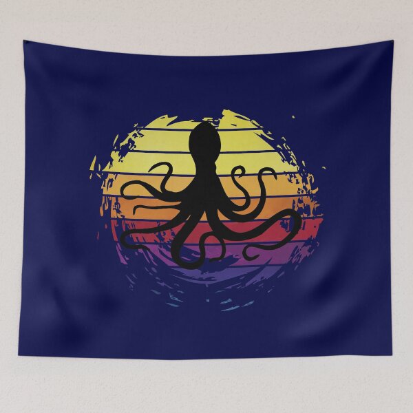 Item preview, Large squid predator animal on retrostyle retro background designed and sold by ChatterFox.