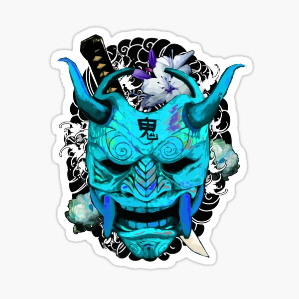 Irezumi Oni Katana Blue Sticker