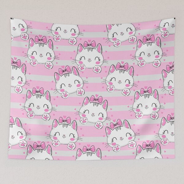Item preview, Cute Girly Pink Cat Kitten Pattern designed and sold by amos20111.
