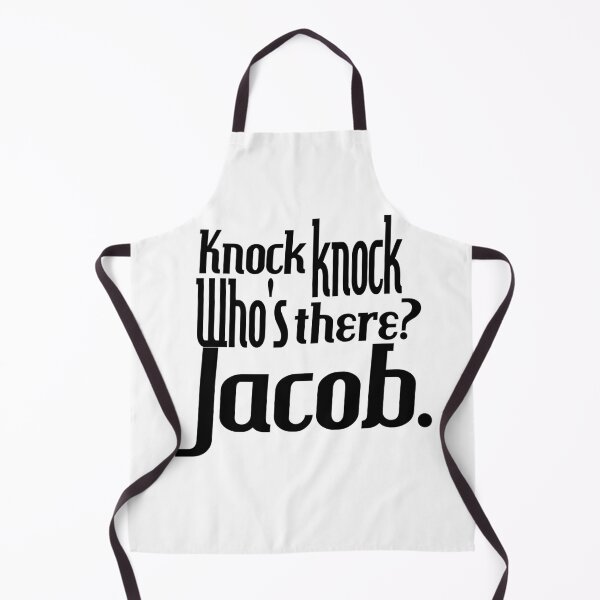 Item preview, Knock knock-who's there-Jacob-name-funny-for him-black-white designed and sold by DrStickerManiac.