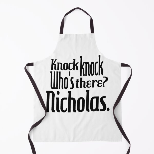 Item preview, Knock knock-who's there-Nicholas-name-funny-for him-black-white designed and sold by DrStickerManiac.
