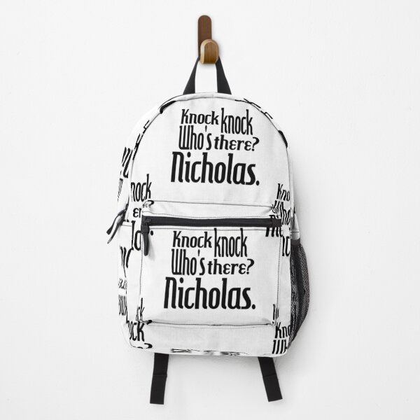 Item preview, Knock knock-who's there-Nicholas-name-funny-for him-black-white designed and sold by DrStickerManiac.