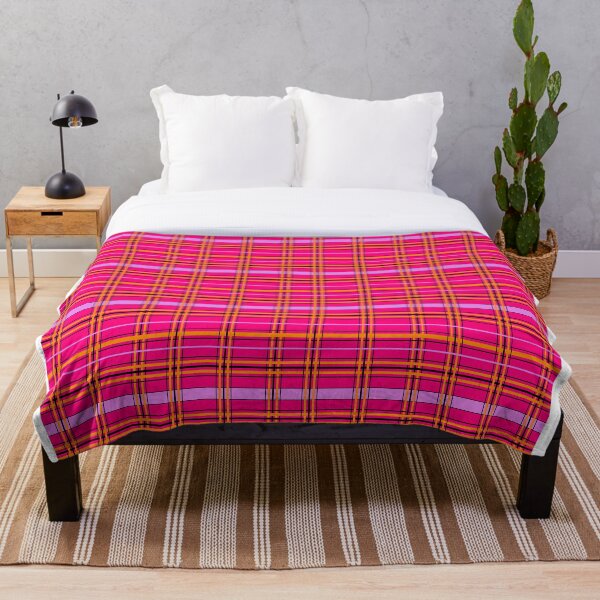 Item preview, Tartan & Poppies - Orange & Pink - Tartan designed and sold by PoppyPod.
