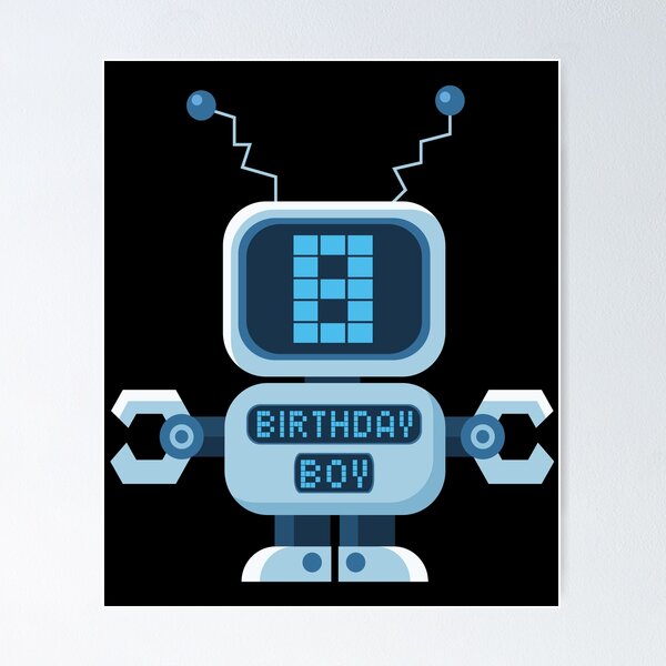 Item preview, 8th Birthday Boy Robot Lover 8 Years Old B-day Party graphic designed and sold by Grabitees.