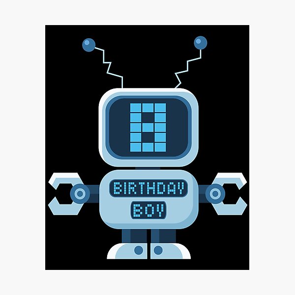 Item preview, 8th Birthday Boy Robot Lover 8 Years Old B-day Party graphic designed and sold by Grabitees.