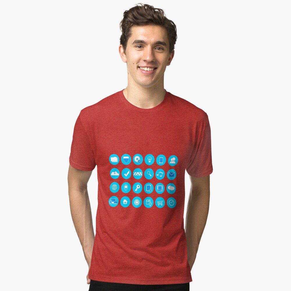 Modern Blue Icons Set Tri-blend T-Shirt