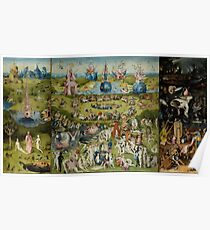 Hieronymus Bosch - The Garden Of Earthly Delights. The Garden love - delight, eden, god, hell, adam, animal, bird, couple, fountain, monster, religion, fantasy, fish, fruit Poster