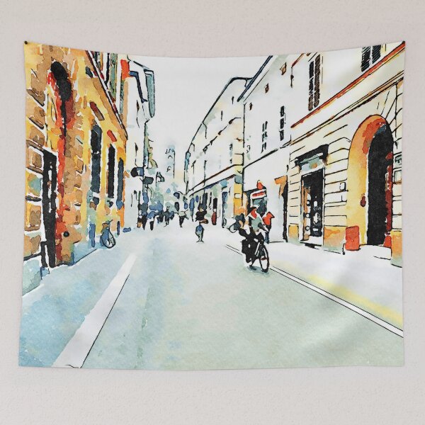 Item preview, Street view with cyclist designed and sold by Giuseppe Cocco.