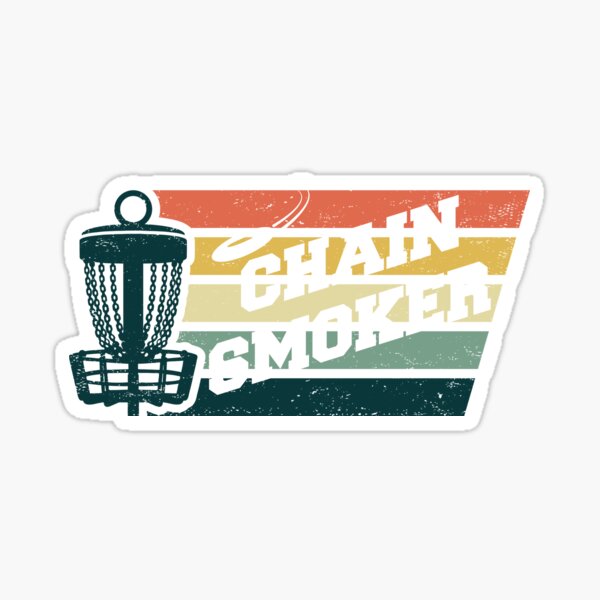 DISC GOLF, CHAIN SMOKER, FRISBEE, DISC GOLF BASKET RETRO VINTAGE Sticker