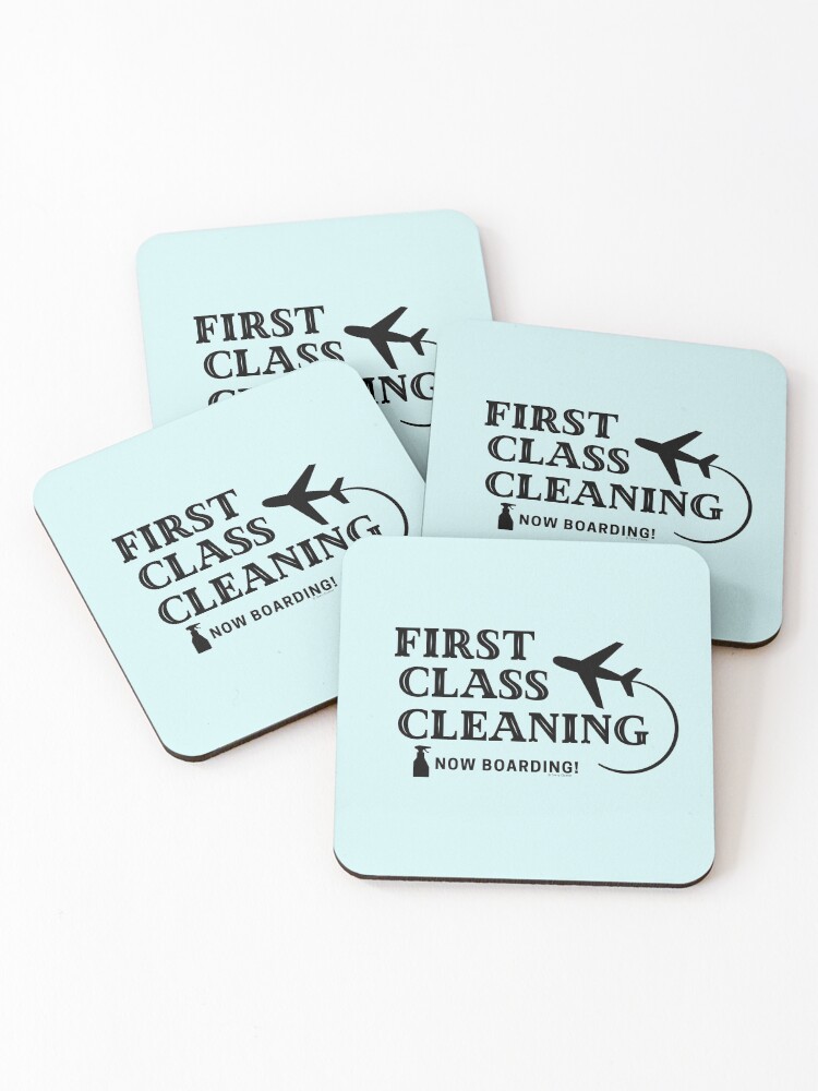Thumbnail 1 of 5, Coasters (Set of 4), First Class Cleaning Housekeeping Cleaning Crew Fun designed and sold by SavvyCleaner.