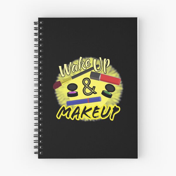 Item preview, Wake Up and Makeup – Fun Quote for Makeup Lovers and Makeup Artists.  Shining Sun with Makeup and Yellow and Black Letters.  designed and sold by ArtByLM.