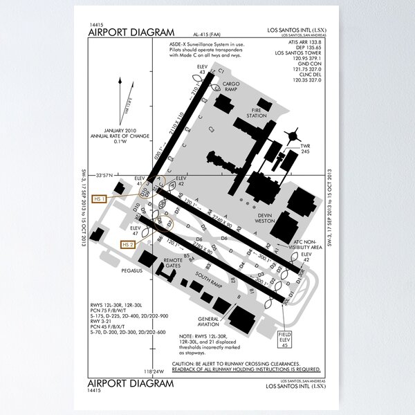 Item preview, Los Santos International Airport FAA-Style Diagram (Full) designed and sold by aspinworks.
