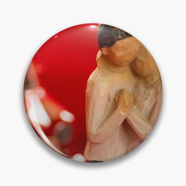Item preview, Pareja en miniatura de madera caricias con un coche en el fondo rojo. designed and sold by Raeion.