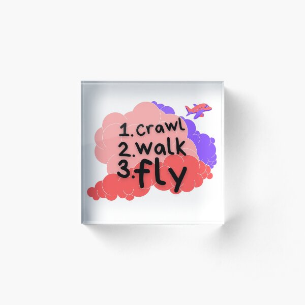 Crawl Walk Fly Pink Acrylic Block