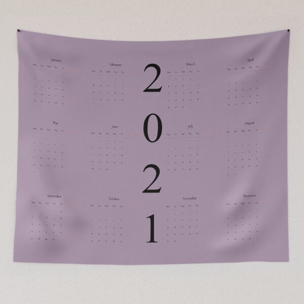 Item preview, 2021 Calendar- light purple background-starting Monday designed and sold by CSouissi.