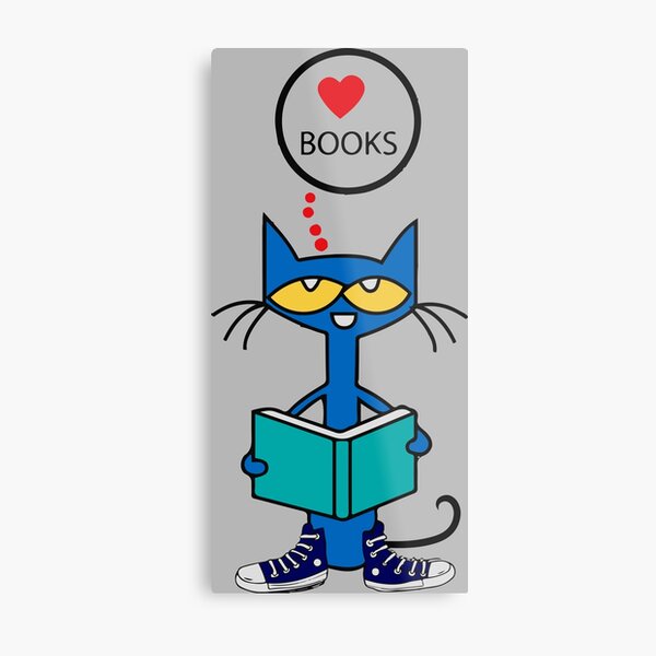 Pete The cat reading a book Metal Print