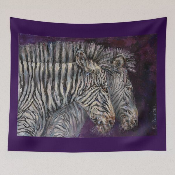Item preview, Painting with two zebras on a bright purple background. African animals series-beautiful and stylish zebras. designed and sold by Elena Reutova.