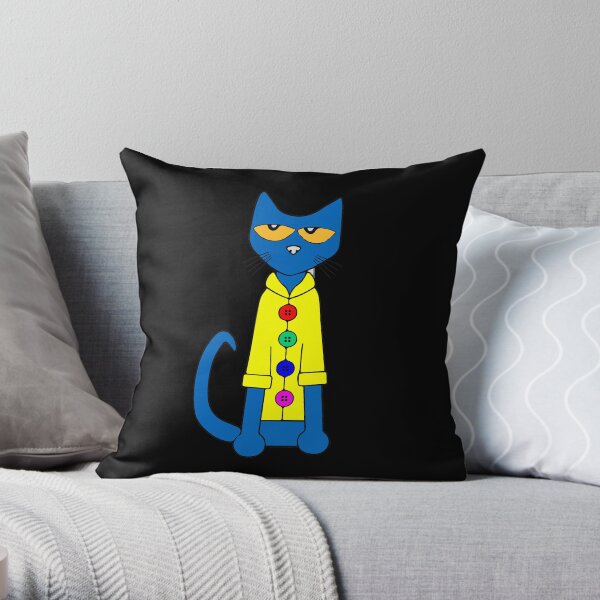 Pete the cat in his yellow vest Throw Pillow