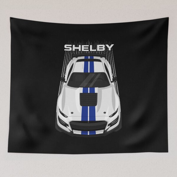 Item preview, Ford Mustang Shelby GT500 2020-2021 - White - Blue Stripes designed and sold by V8social.