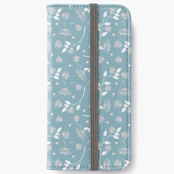 Shabby Chic, Blue, Pink and White Floral iPhone Wallet