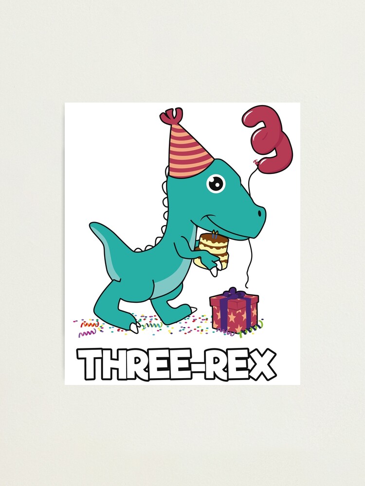 3 REX 3 ans dino anniversaire dinosaure' Autocollant