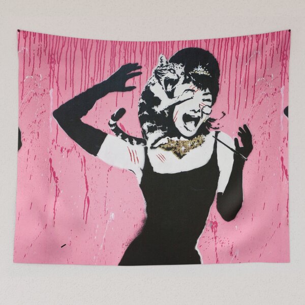 Item preview, Holly y el gato - Audrey Hepburn | Mural de graffiti de Banksy designed and sold by WE-ARE-BANKSY.