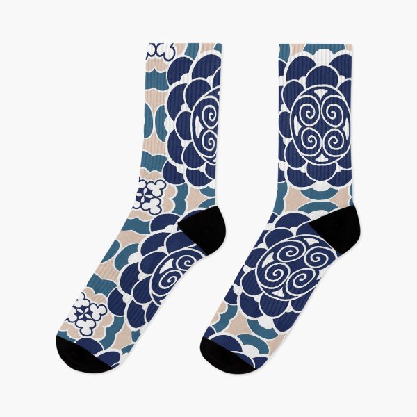 Item preview, Japanese traditional indigo floral pattern designed and sold by PG Illustration.