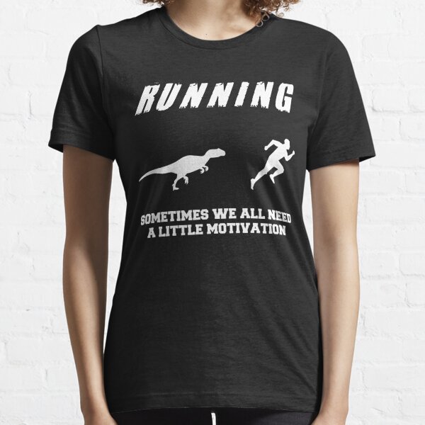 Mens Running Motivation Raptor Chase Funny Dinosaur Tee Nerdy Graphic Essential T-Shirt