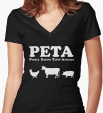 PETA People Eating Tasty Animals Women's Fitted V-Neck T-Shirt