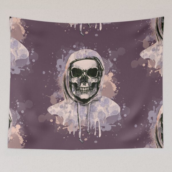 Item preview, watercolor Skull in hooded sweatshirt cool cute mask designed and sold by Collagedream.