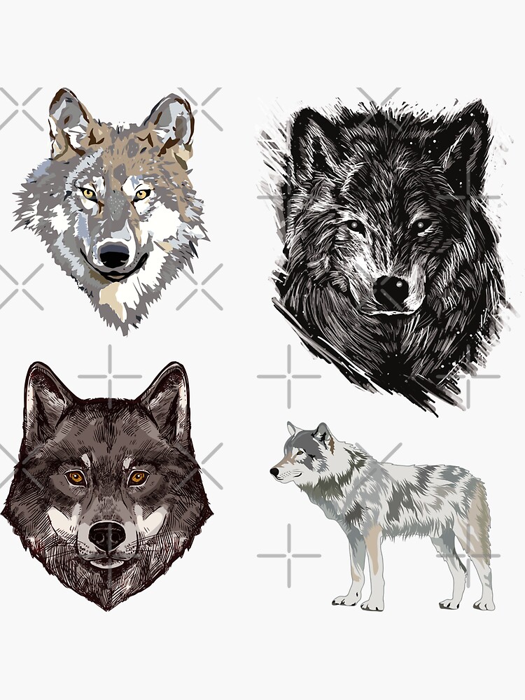 "Wild Wolves Sticker Pack" Sticker for Sale by springbloomb Redbubble