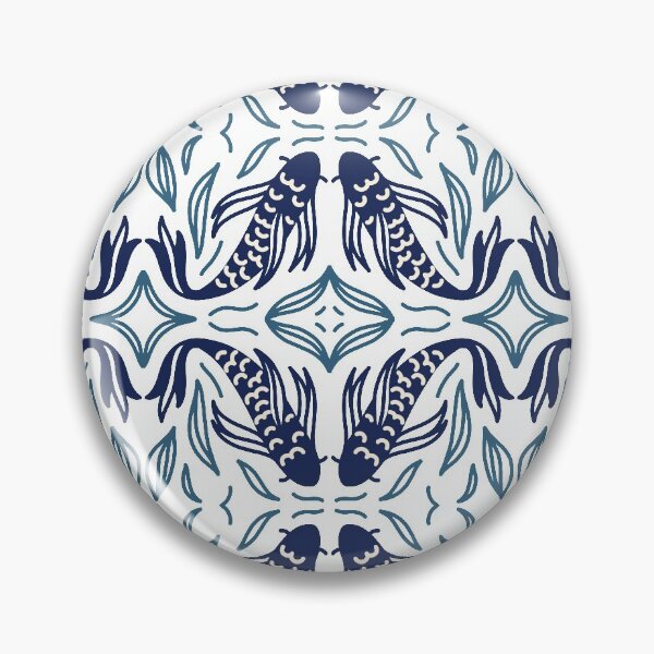Item preview, Japanese koi fish blue indigo pattern designed and sold by PG Illustration.