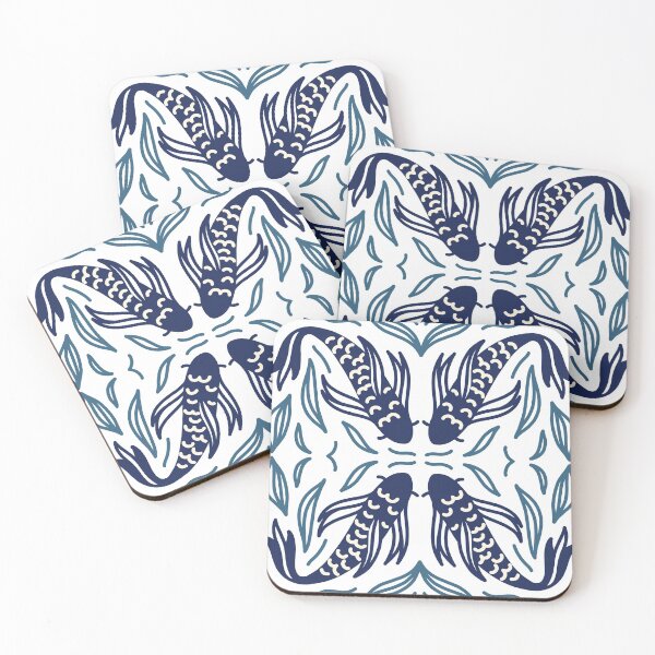 Item preview, Japanese koi fish blue indigo pattern designed and sold by PG Illustration.