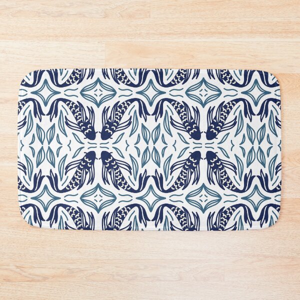 Item preview, Japanese koi fish blue indigo pattern designed and sold by PG Illustration.