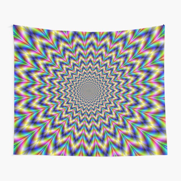 24 Pointed Pulse in Yellow Green Blue and Red Tapestry
