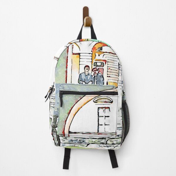 Item preview, Parked bicycles in the yard and two men designed and sold by Giuseppe Cocco.