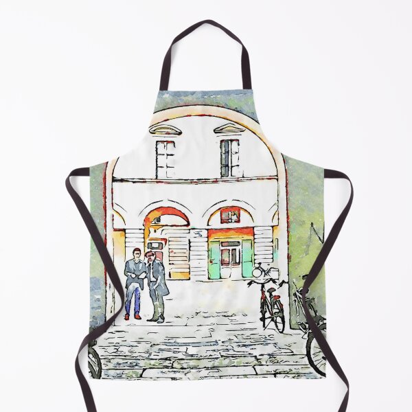 Item preview, Parked bicycles in the yard and two men designed and sold by Giuseppe Cocco.