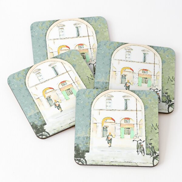 Item preview, Parked bicycles in the yard and woman designed and sold by Giuseppe Cocco.