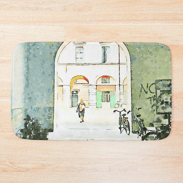 Item preview, Parked bicycles in the yard and woman designed and sold by Giuseppe Cocco.