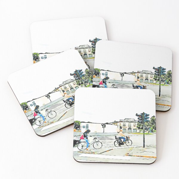 Item preview, Women on bicycles stopped at traffic lights designed and sold by Giuseppe Cocco.