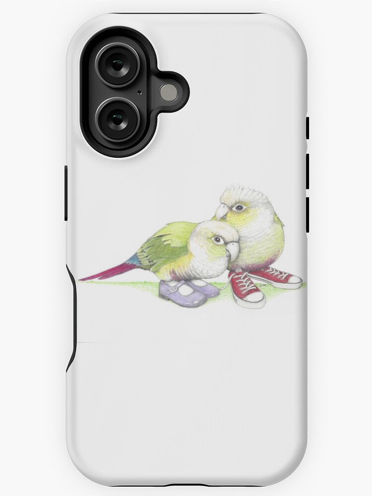 Thumbnail 1 of 4, iPhone Case, 2 conures in low tops and Mary Janes designed and sold by JimsBirds.