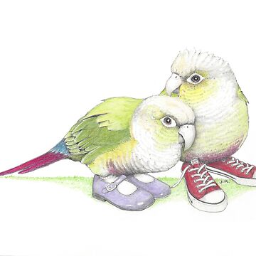 Artwork thumbnail, 2 conures in low tops and Mary Janes by JimsBirds