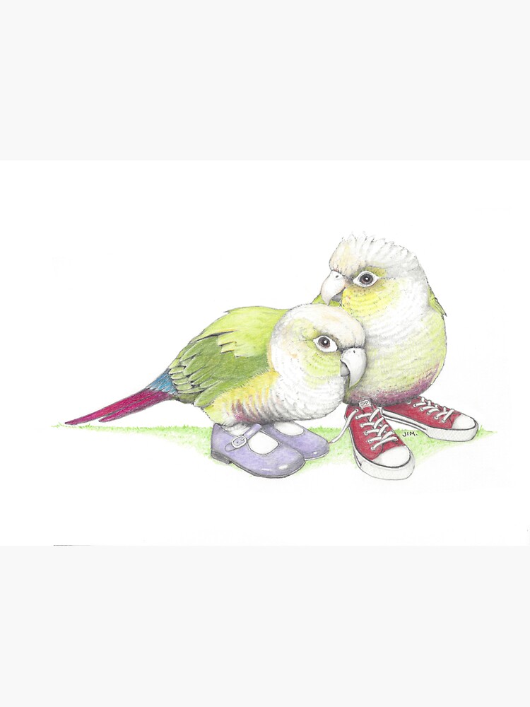 Thumbnail 3 of 3, Sticker, 2 conures in low tops and Mary Janes designed and sold by JimsBirds.