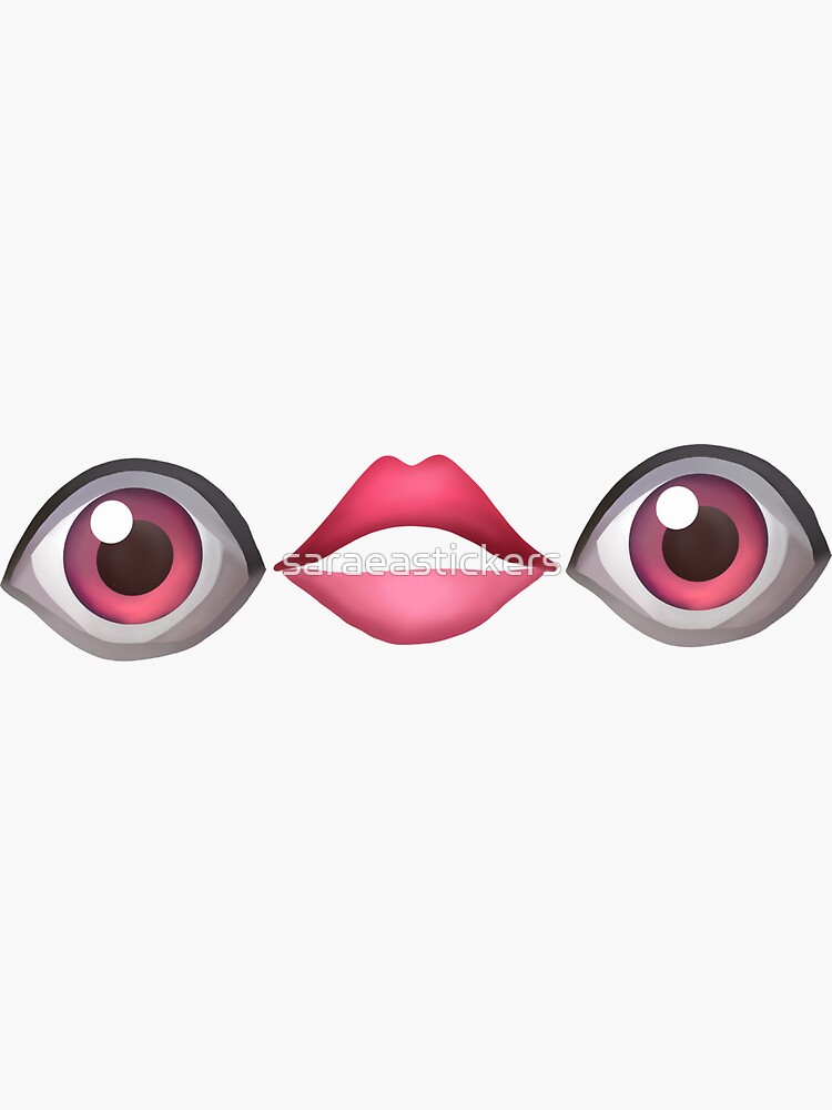 "Eye lips eye emoji design with pink/brown eyes. " Sticker for Sale by
