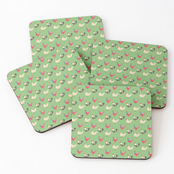 Item preview, Chickens Pattern with Green Background designed and sold by Brat-Cat-Shirts.